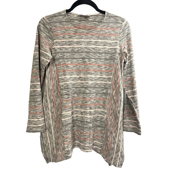 Pure Jill J. Jill Striped Heather Gray Tunic Shirt Top - Sz Small - Picture 1 of 4